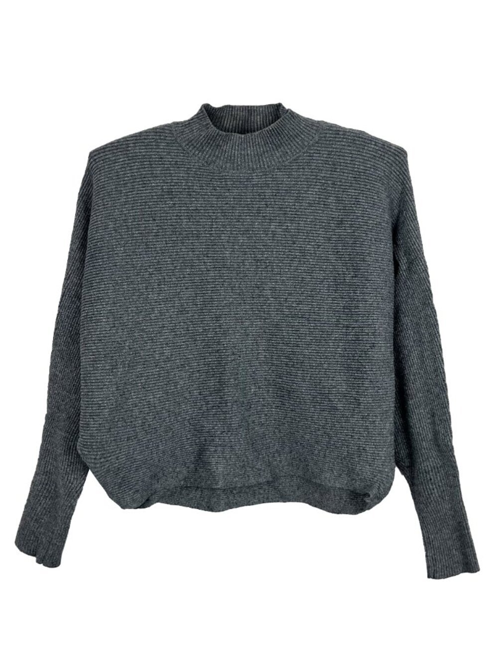 Zara Knit Womens Grey Ribbed Mockneck Cropped Sweater Small - Picture 1 of 4